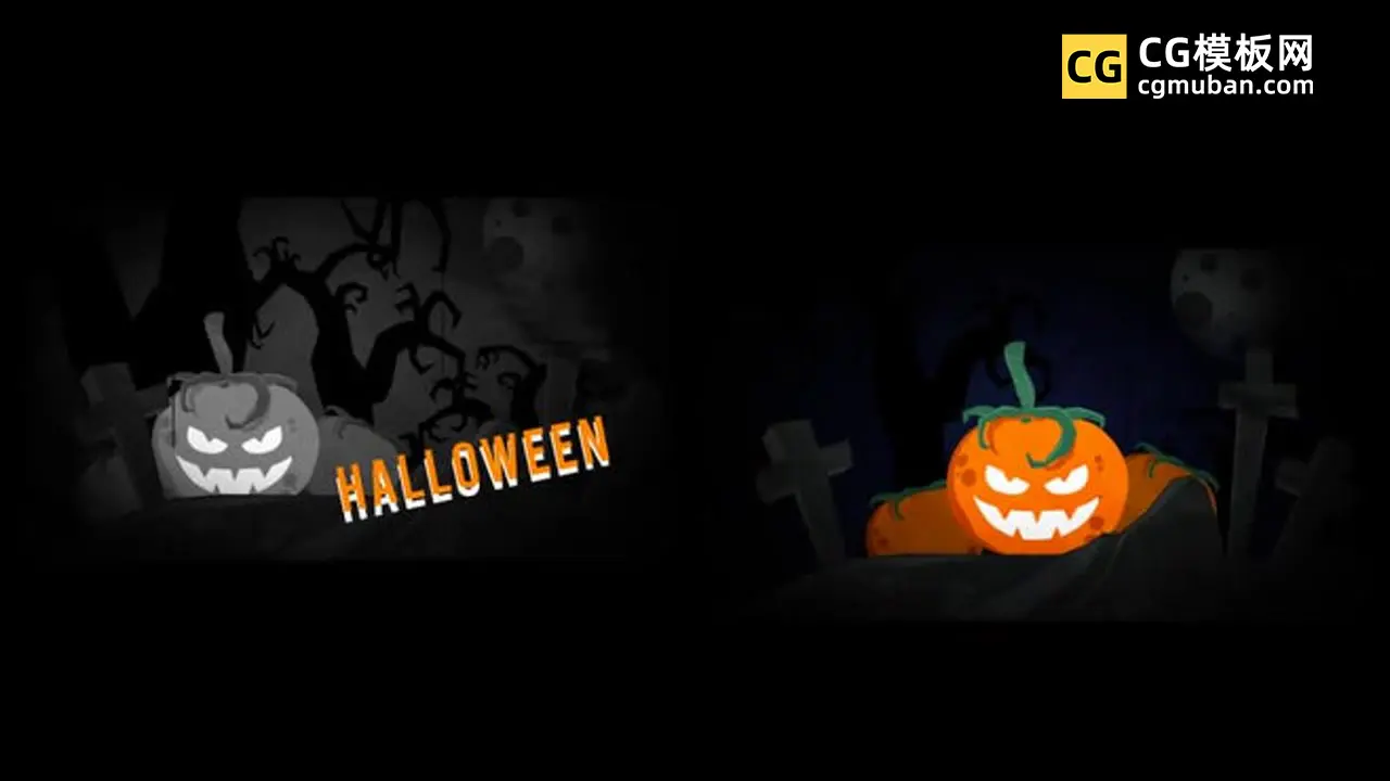 AE模板：万圣夜LOGO 万圣节日活动宣传预告AE视频片头模板 Halloween Logo插图