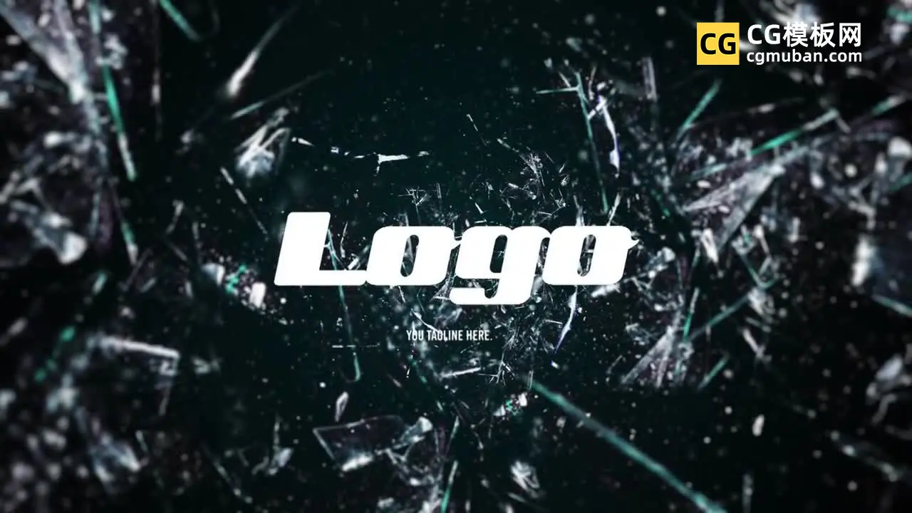 PR模板：玻璃破碎LOGO PR碎玻璃旋转视频片头展示 Broken Glass Logo Reveal插图