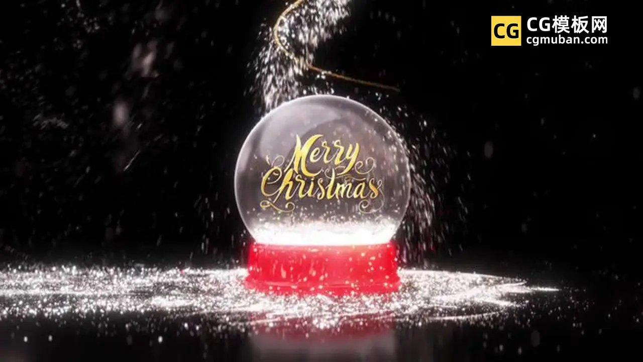 AE模板：4K金色布揭幕炫光晕粒子圣诞节3D魔法球片头标题视频模板 Snow Globe Logo插图