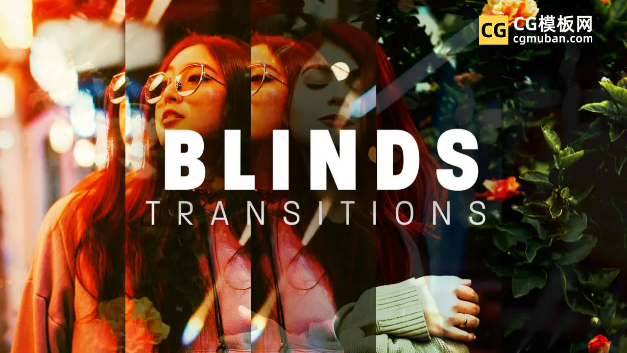 PR模板：百叶窗过渡 12个磨玻璃镜面划过分屏简约平滑视频转场 Blinds Transitions插图