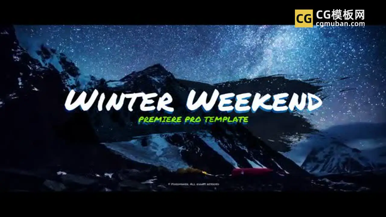 笔刷手绘标题幻灯片 水墨飞溅运动旅行滑雪VLOG模板 Winter Weekend插图