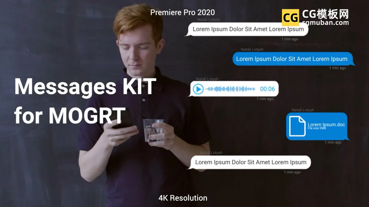 PR模板：Premiere对话框 发信息短信微信打字基本图形聊天框PR聊天动画模板 Text Messages Kit插图