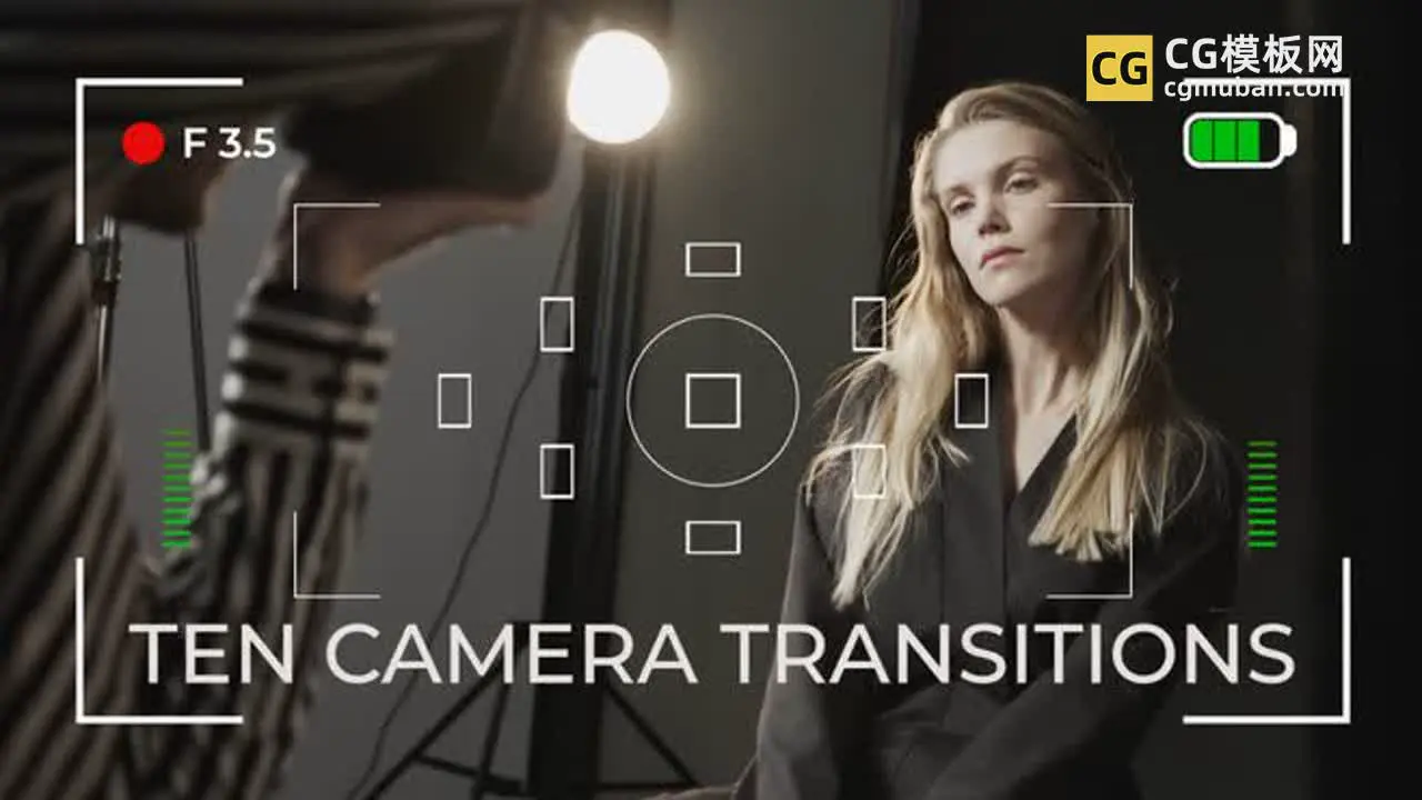 照相机取景框PR模板 10个拍照对焦摄影机过渡动画Pr基本图形模板 Camera Transition插图