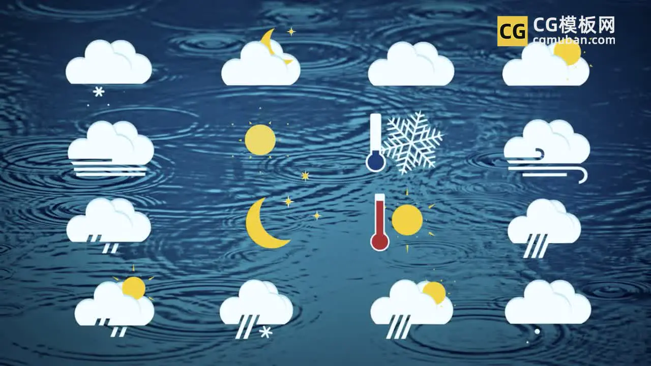天气预报icon图标动画模板 Pr动态图形 Weather Icons Set插图