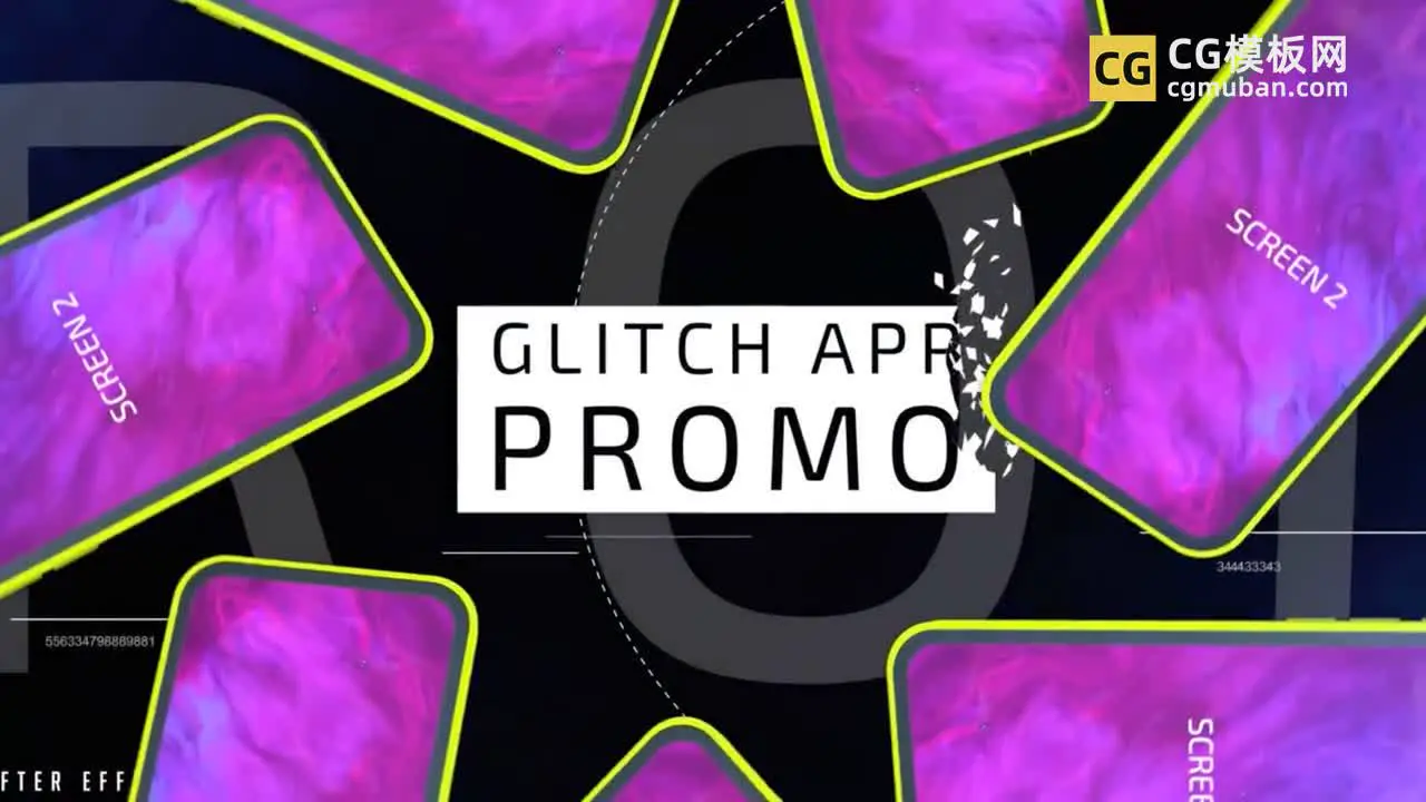 AE模板： 3d手机APP宣传 网站应用推广 潮流动态海报展示视频模板 App Glitch Promo插图