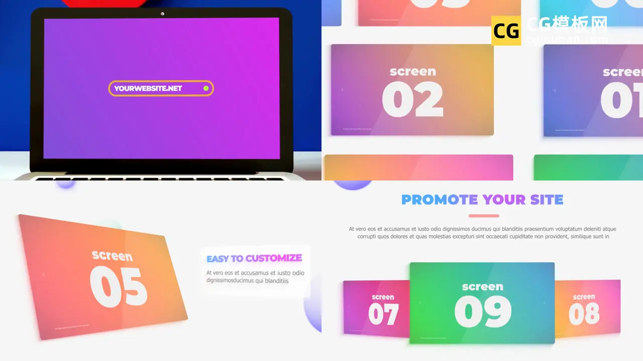 AE模板：网站网页设计产品展示商务网络公司宣传片视频模板 Colorful Web Promo插图