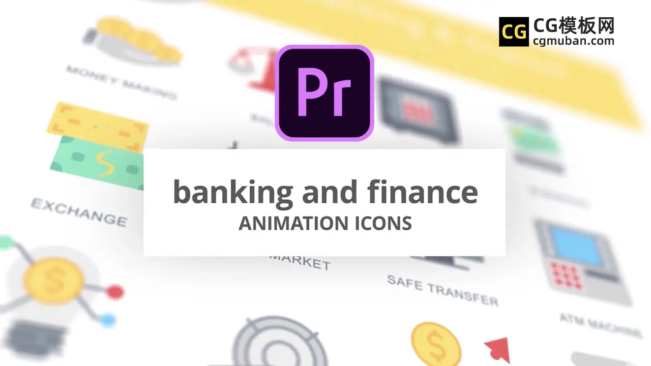 PR模板：动态图形UI模板 银行金融财经VLOG图标动画Premiere模板 Banking And Finance Animation Icons插图
