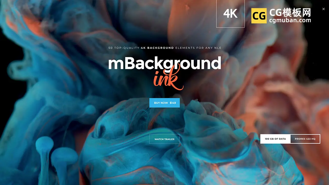 4K视频素材：50个微观特写彩色烟雾水墨溶解流体背景特效动画 mBackground Ink插图(2)