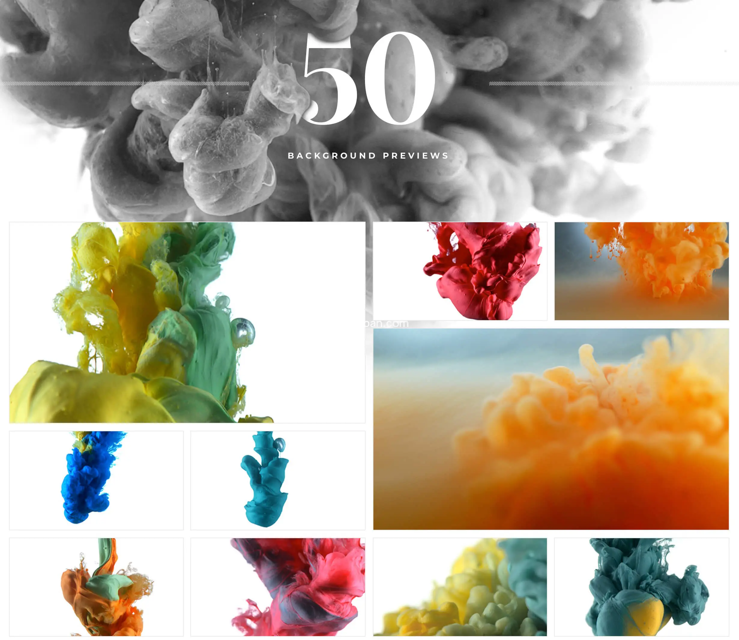 4K视频素材：50个微观特写彩色烟雾水墨溶解流体背景特效动画 mBackground Ink插图(3)