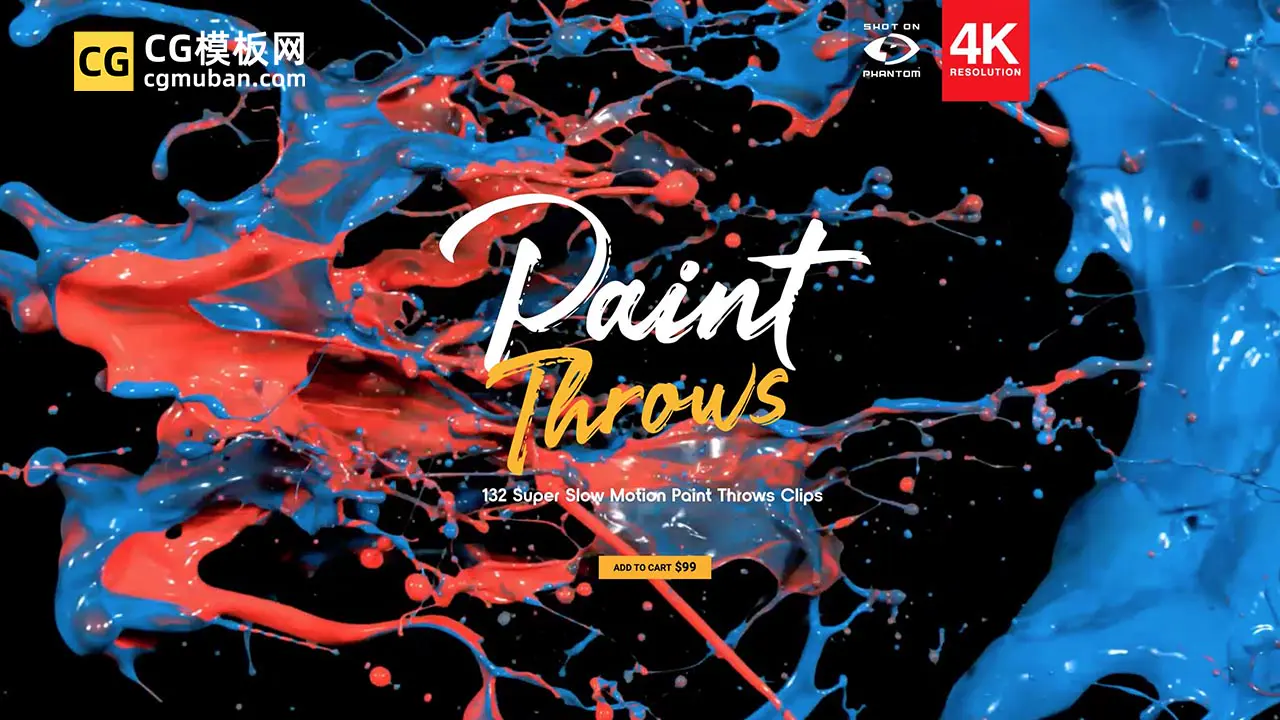 4K视频素材：油漆泼溅视频素材 132个高清彩色油漆泼洒动画特效合成素材 Paint Throws插图