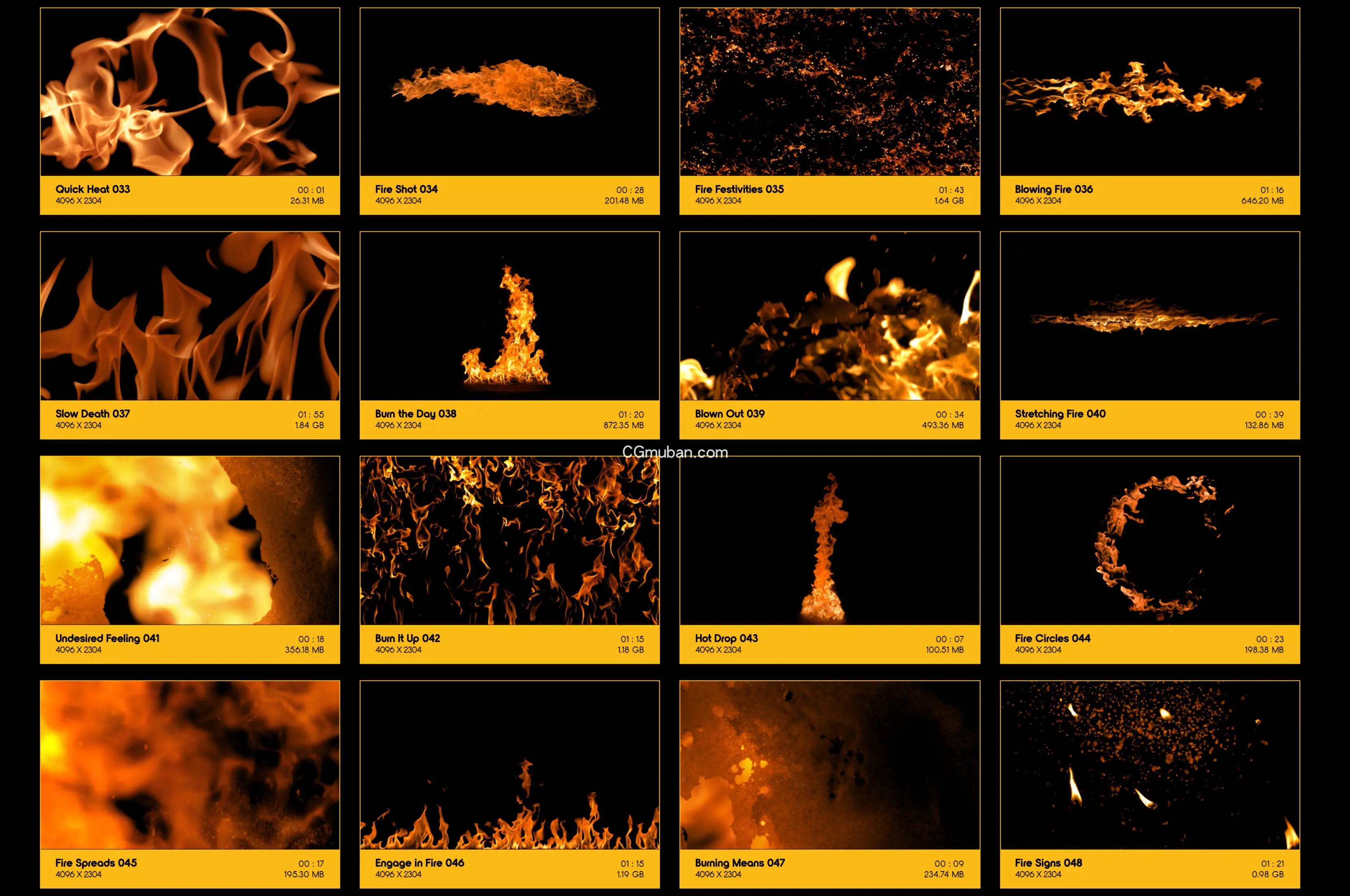 4K视频素材：102个真实火焰燃烧特效合成动画 Fire Power插图(3)