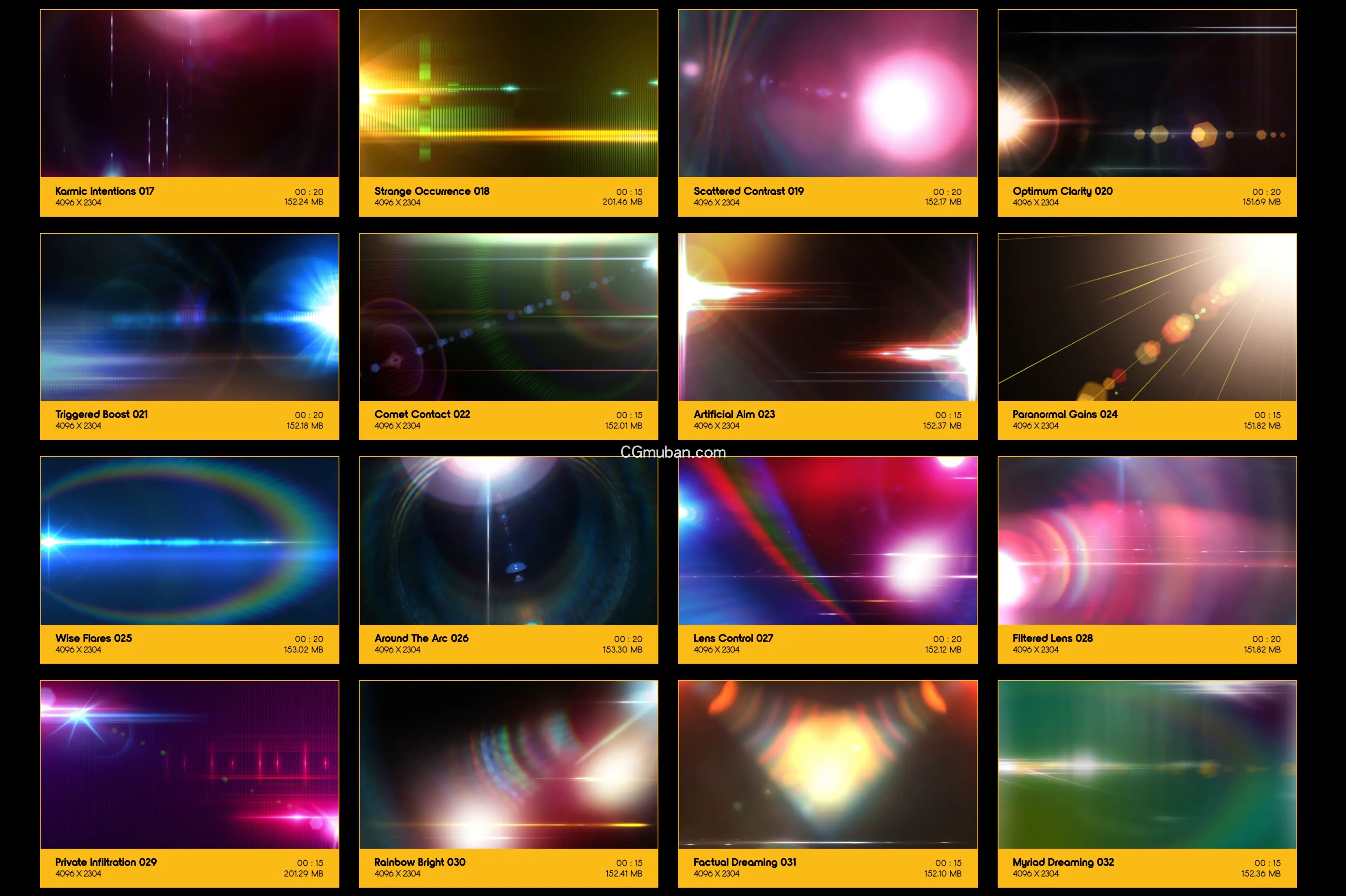 光晕4K视频素材 155个创意彩色镜头耀斑光效闪耀动画特效合成素材 Light Flares插图(2)