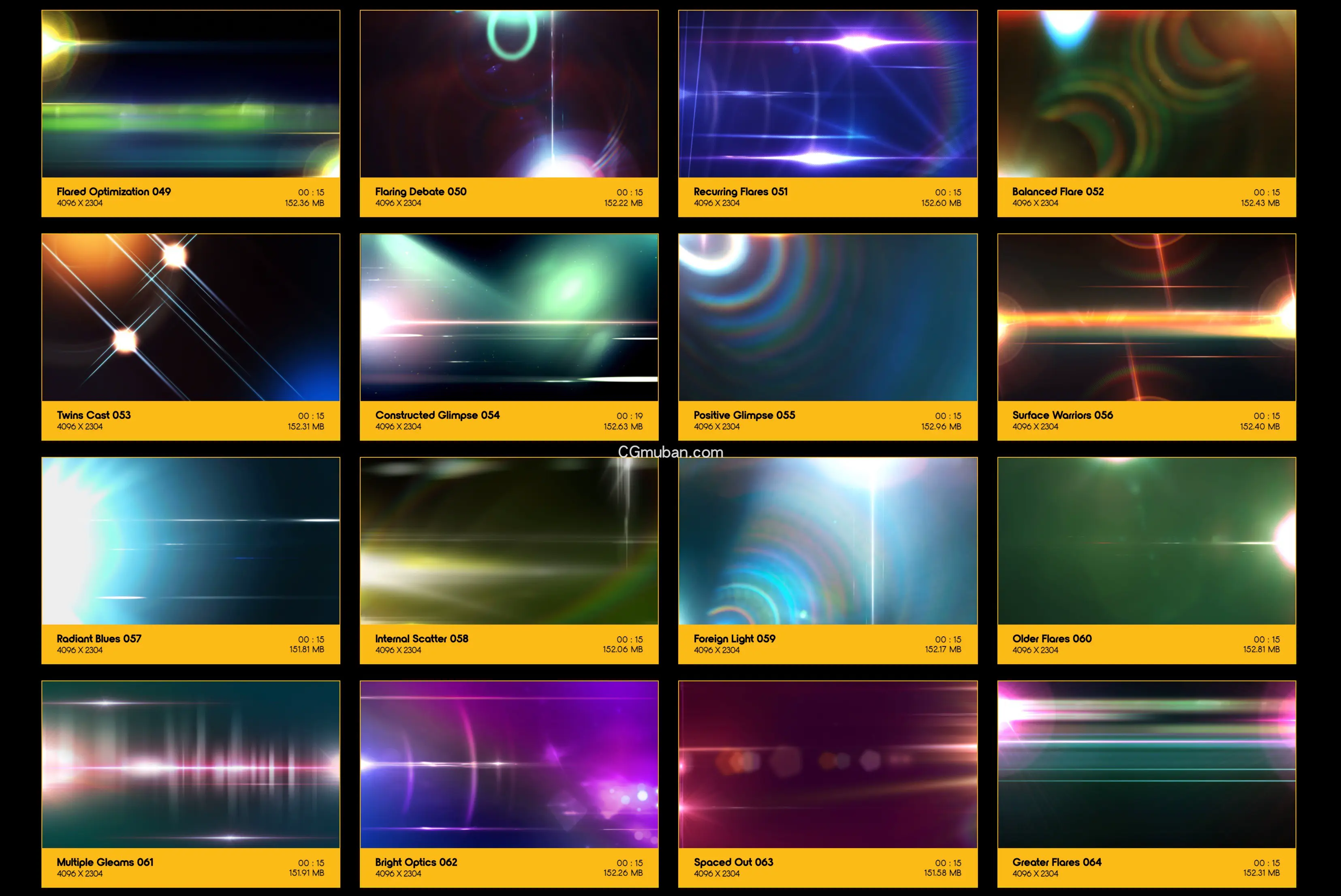 光晕4K视频素材 155个创意彩色镜头耀斑光效闪耀动画特效合成素材 Light Flares插图(4)