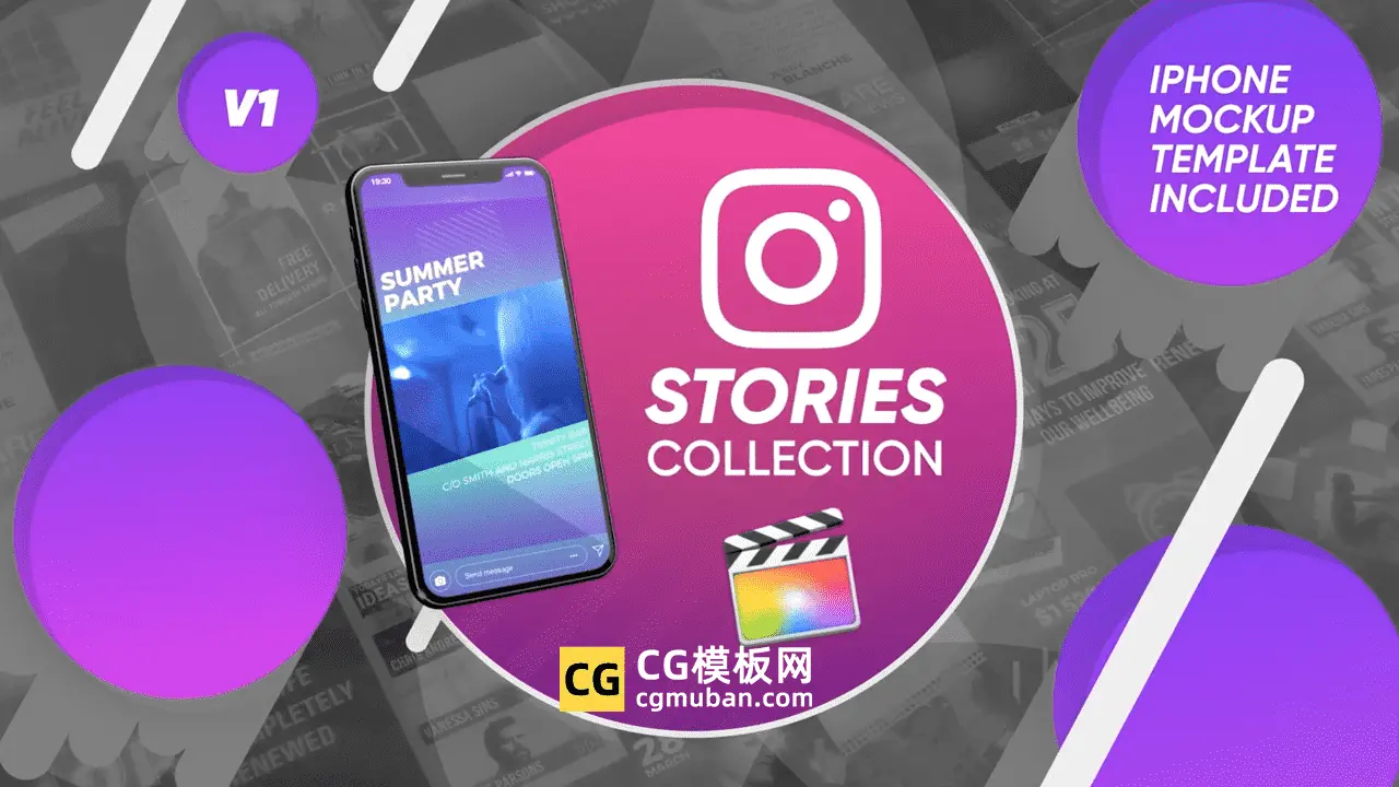 FCPX插件：30种手机竖屏幕广告宣传视频包装排版动画动态介绍效果模板Instagram Stories Collection插图