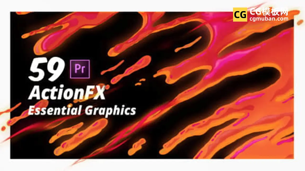 59个卡通能量爆炸水流火焰烟雾MG动画元素Premiere模板 Action Fx Essential Graphics插图