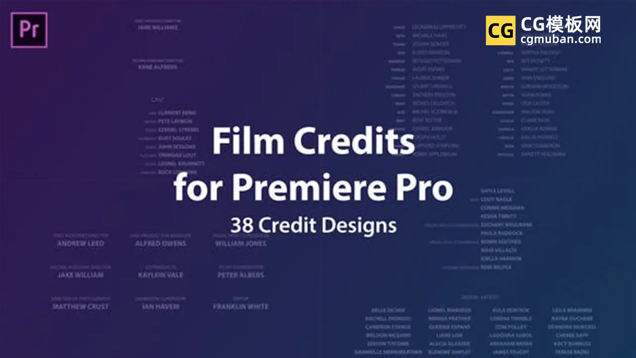 PR模板+AE模板 38款电影片尾滚动字幕模板 Film Credits Kit
