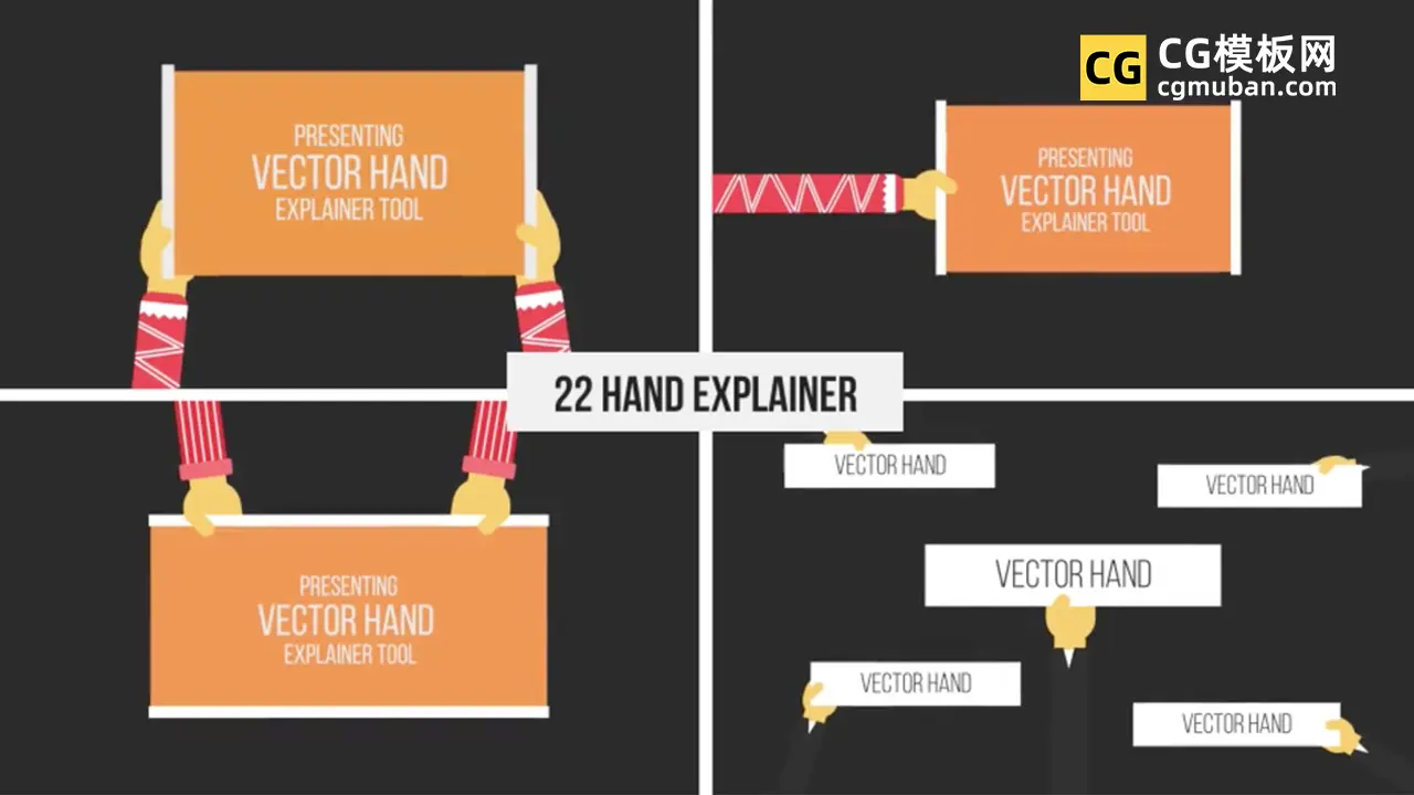 手势动画标题 产品文字介绍举牌纸条黑板转场字幕条PR素材 可改中文 Hand Explainer插图