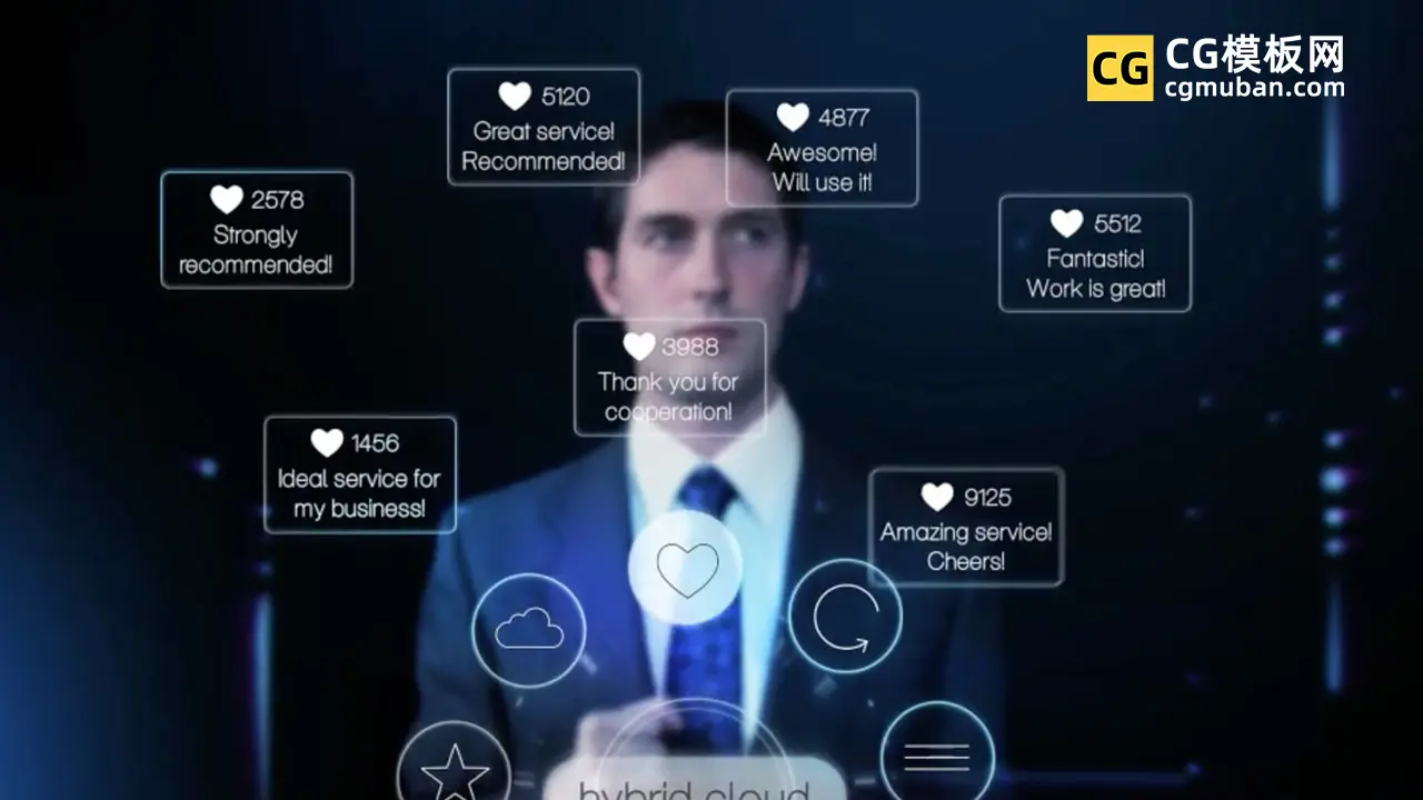 全息投影AI智能未来科技手势HUD交互动画 企业服务介绍PR视频模板