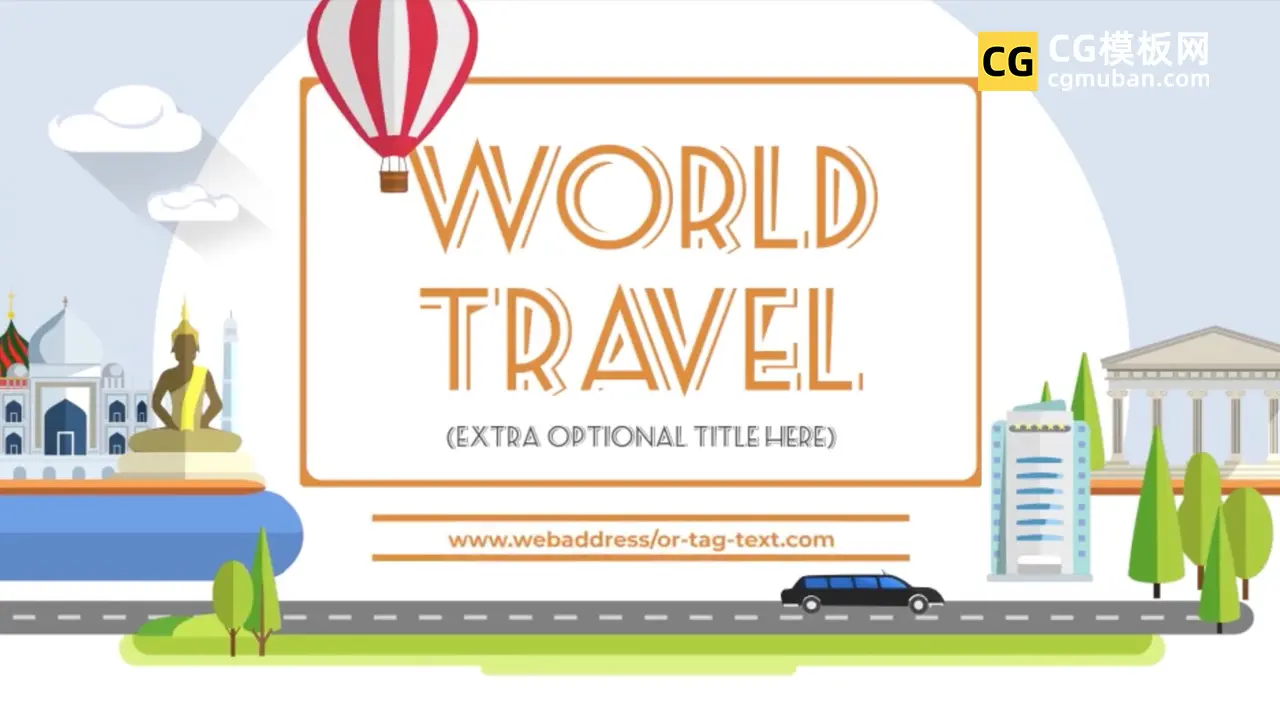 PR模板：环游世界名胜地标景点 MG基本图形预设 航空旅行介绍片头标题PR模板 World Travel Titles插图