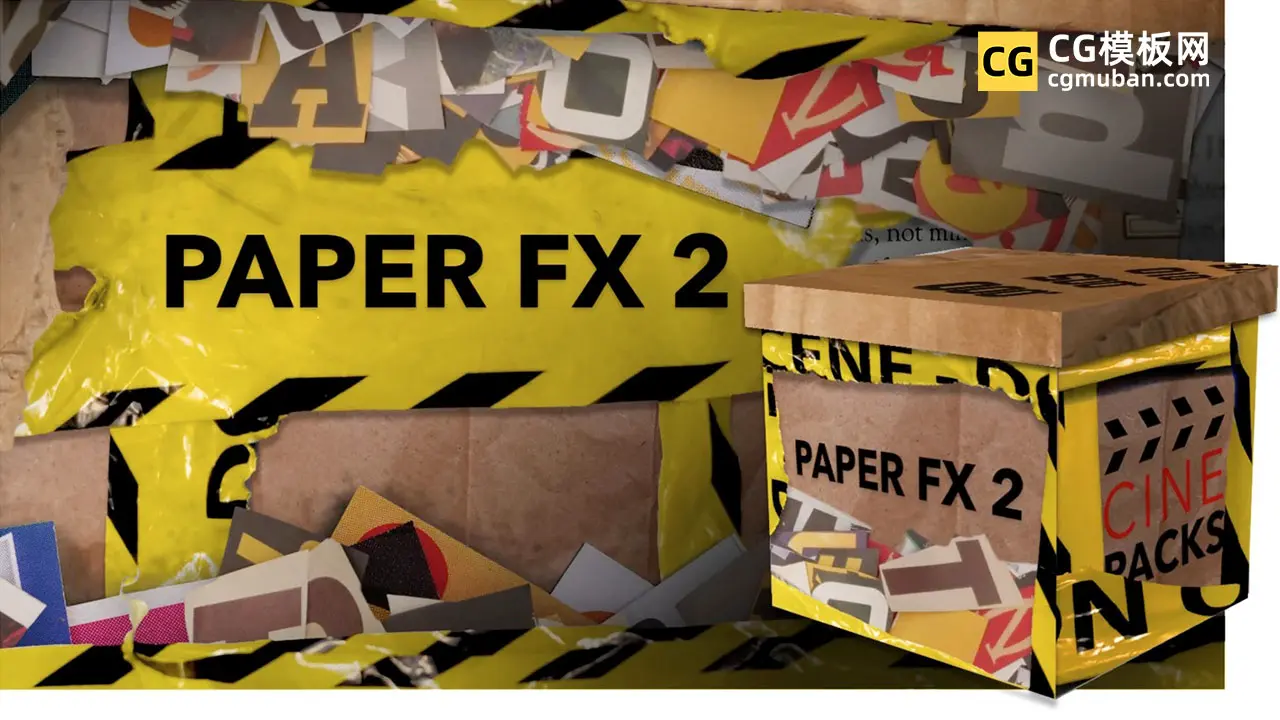 视频素材：撕纸书胶带翻书转场效果动画MOV视频素材音效CINEPACKS PAPER FX插图