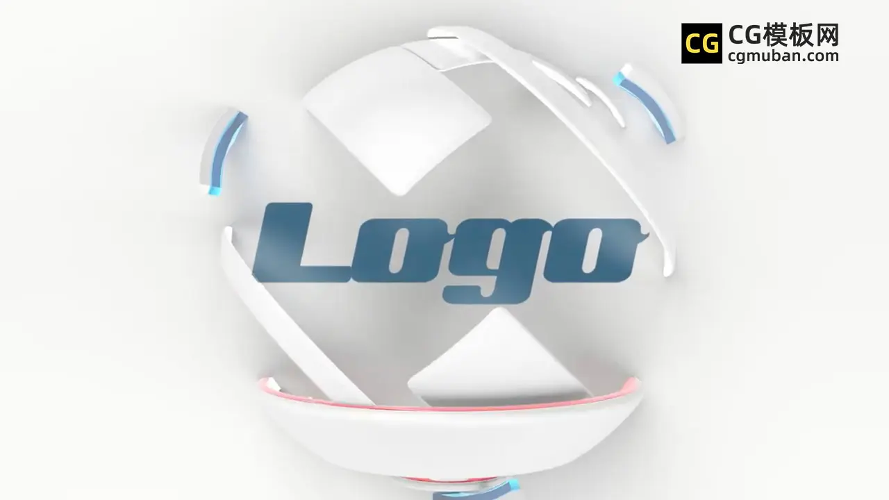 3D新闻广播简约动态三维球形环绕LOGO演绎展示PR片头模板图
