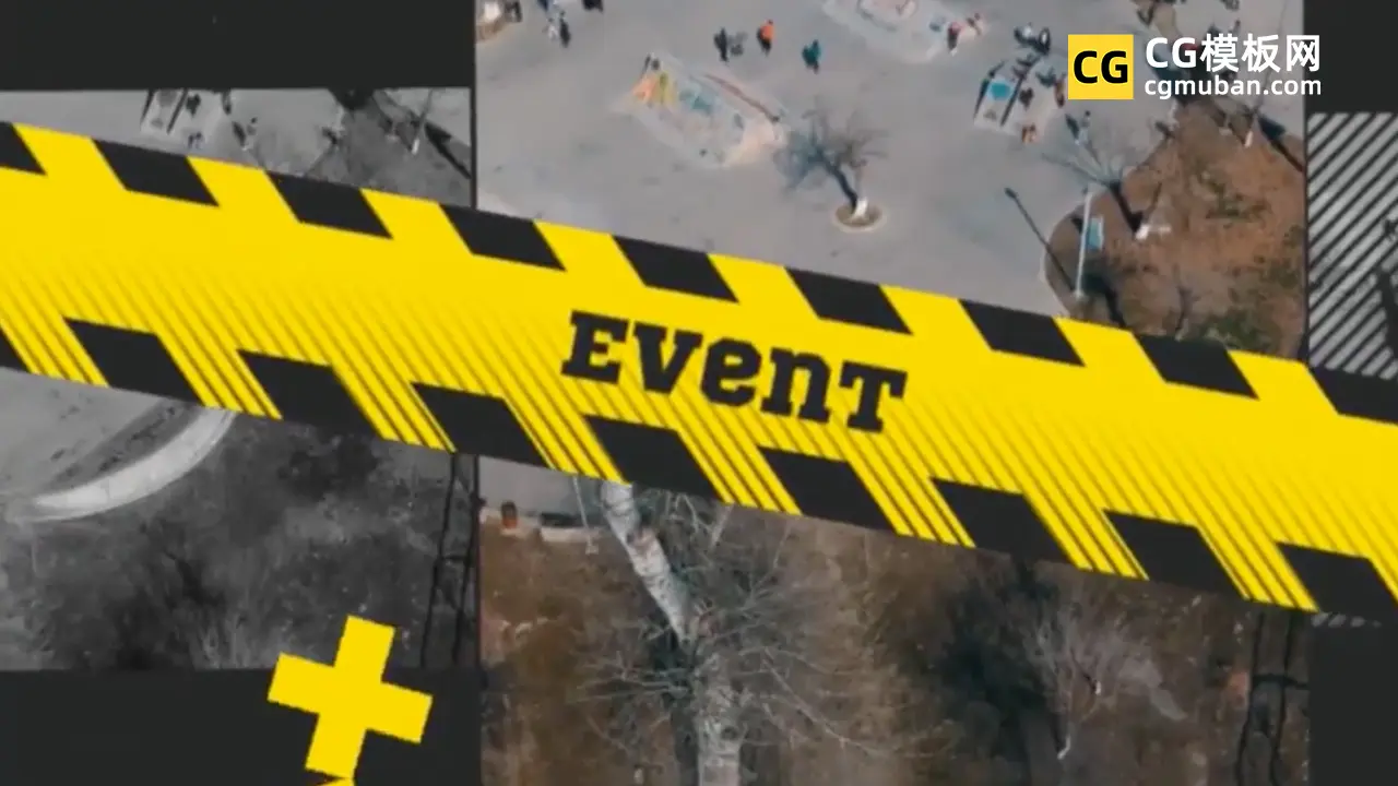 PR模板：黄色警戒线胶带 潮流街舞比赛开场宣传片头视频 PR模板 Caution Opener插图