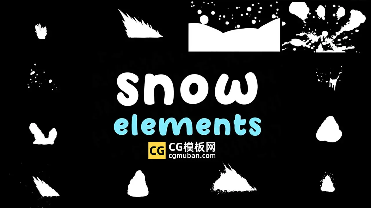 PR模板：雪团飞溅素材 12款卡通手绘下雪气泡元素转场动画PR模板 Snowy Elements插图