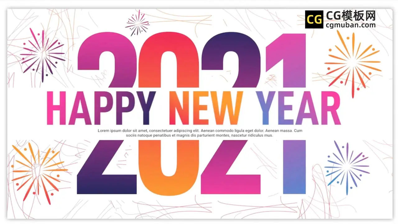 PR模板：新年标题片头 2021潮流动态数字文字幕开场动画排版PR模板 Modern New Year Typography插图