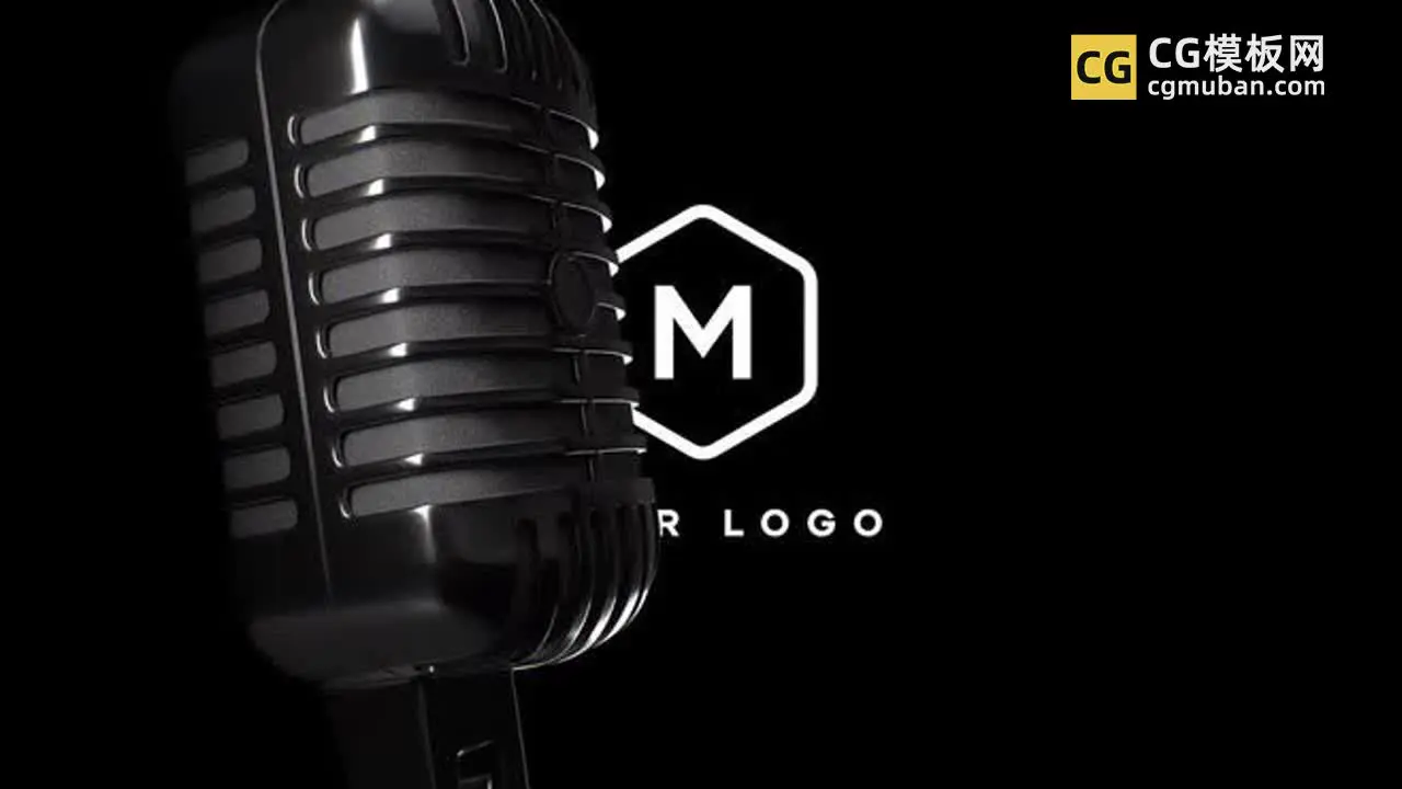 PR模板：麦克风LOGO模板 KTV开麦音乐会选秀大学歌手比赛开场视频片头Pr模板 Microphone Logo插图