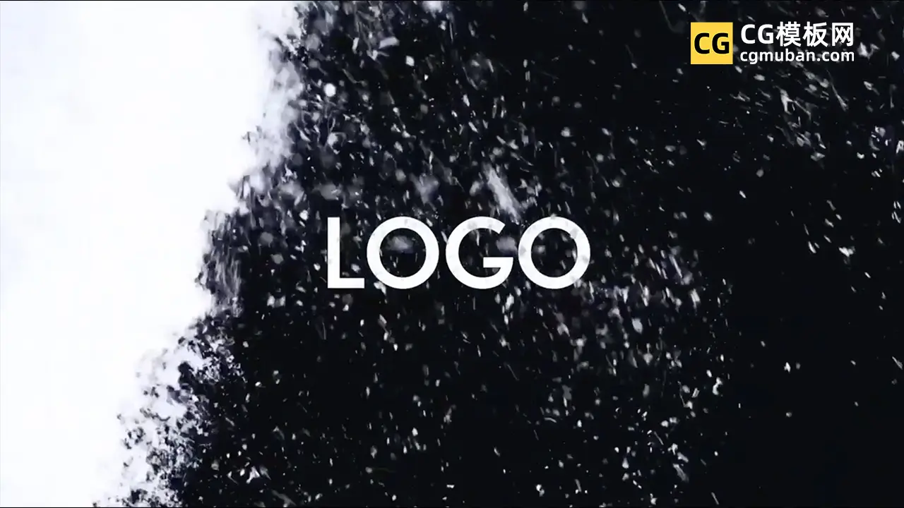 PR片头模板 冬天风吹散堆积雪花LOGO展示模板 Winter Christmas Logo